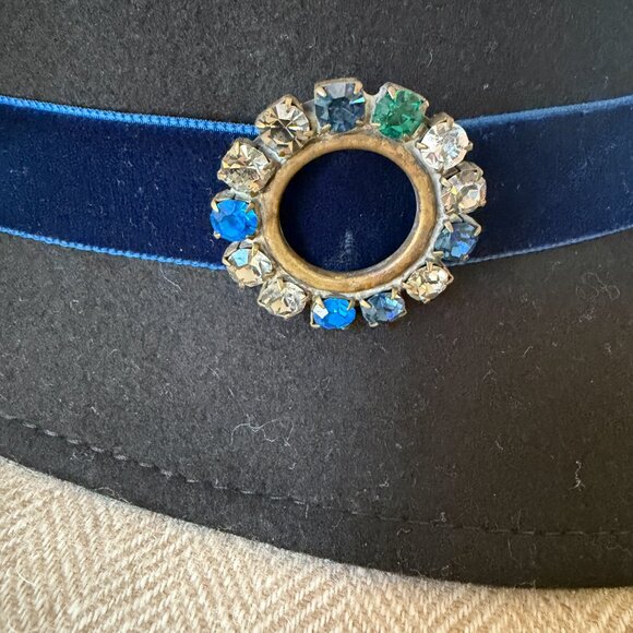 Santelli Francesca Italy Black and Blue Cloche Hat main image 7